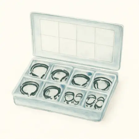 Water color illustrative image of a generic External Retaining Ring Assortment, 300 Pc.