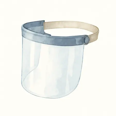 Water color illustrative image of a generic Face Shield with Flip-Up Visor