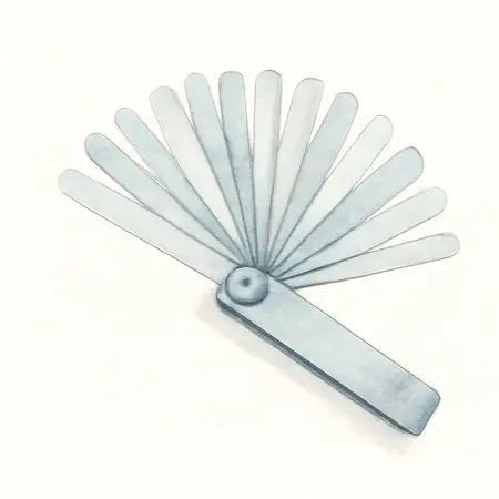 Water color illustrative image of a generic Feeler Gauge, 32 Pc.