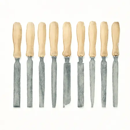 Water color illustrative image of a generic File and Rasp Set, 12 Pc.