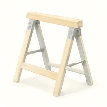 Water color illustrative image of a generic 31 in. PVC Folding Sawhorse, 350 lb. Capacity
