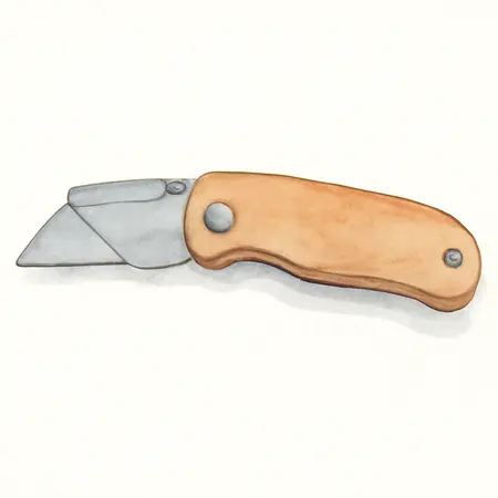 Water color illustrative image of a generic Folding Lock-Back Utility Knife