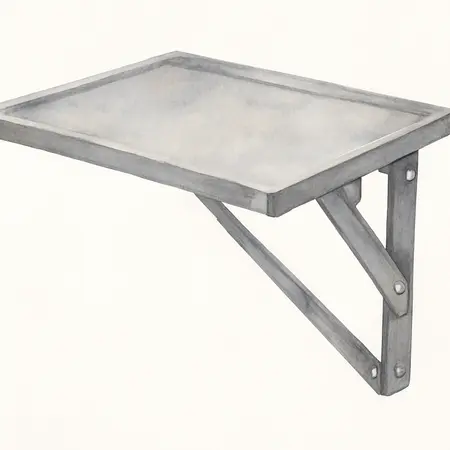Water color illustrative image of a generic U.S. GENERAL Folding Side Tray for 4 Drawer Tech Cart, Black