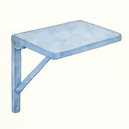 Water color illustrative image of a generic U.S. GENERAL Folding Side Tray for 4 Drawer Tech Cart, Blue