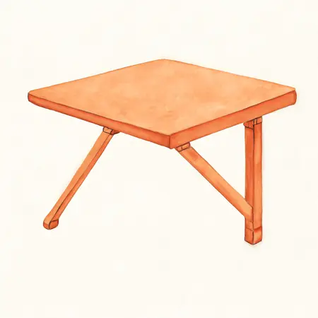 Water color illustrative image of a generic U.S. GENERAL Folding Side Tray for 4 Drawer Tech Cart, Orange