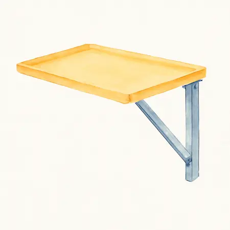 Water color illustrative image of a generic U.S. GENERAL Folding Side Tray for 4 Drawer Tech Cart, Yellow
