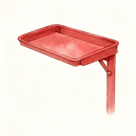 Water color illustrative image of a generic Folding Side Tray for Tool Carts, Red