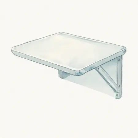 Water color illustrative image of a generic Folding Side Tray for Tool Carts, White