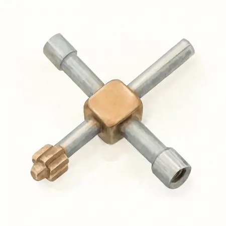 Water color illustrative image of a generic Four-Way Chuck Key