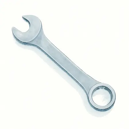 Water color illustrative image of a generic Fully Polished SAE Combination Wrench Set, 14 Piece