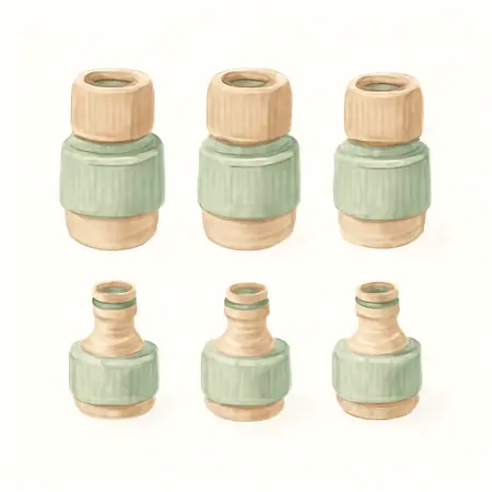 Water color illustrative image of a generic Garden Hose Quick Coupler Set 6 Pc.