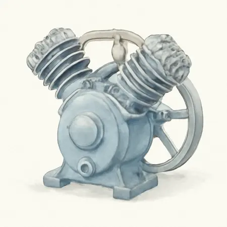Water color illustrative image of a generic 2 HP 155 PSI V-Style Single Stage Cast Iron Air Compressor Pump