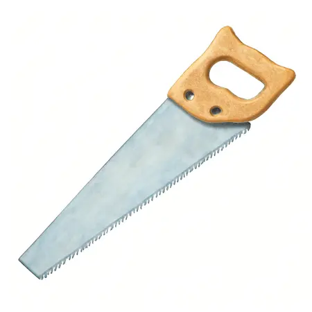 Water color illustrative image of a generic Hand Saw with Wood Handle