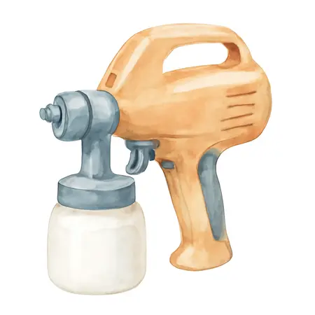 Water color illustrative image of a generic Handheld HVLP Paint & Stain Sprayer