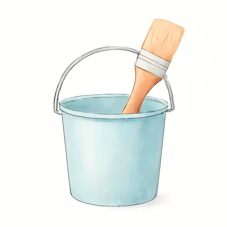 Water color illustrative image of a generic Pail with Brush Clip