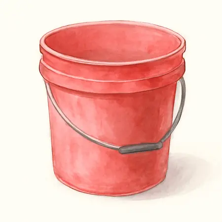 Water color illustrative image of a generic HFT Harbor Freight Tools Bucket, Red