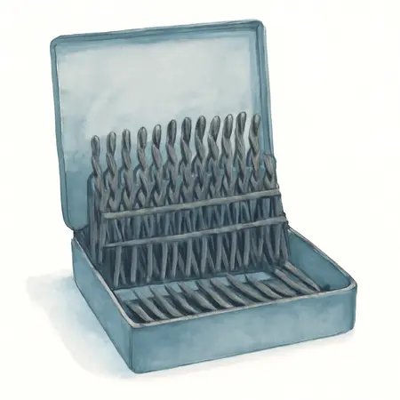 Water color illustrative image of a generic High Speed Steel Drill Bit Set with Index, 115 Pc.