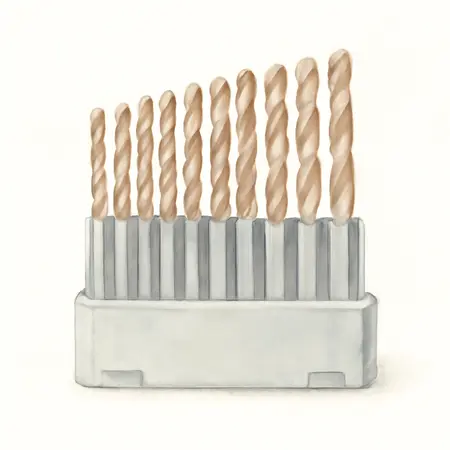 Water color illustrative image of a generic High Speed Steel Quick Change Drill Bit Set, 15 Piece