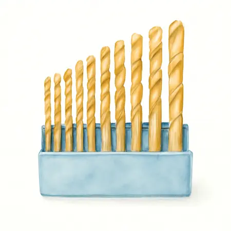 Water color illustrative image of a generic Impact Rated Hex Shank Titanium Drill Bit Set 15 Piece