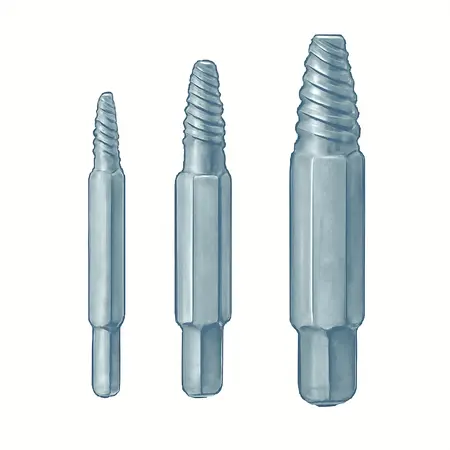 Water color illustrative image of a generic Impact Rated Screw Extractor Set, 3 Piece