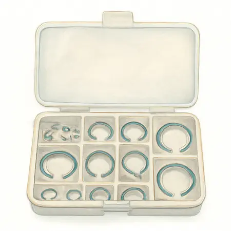 Water color illustrative image of a generic Internal Retaining Ring Assortment, 300 Piece