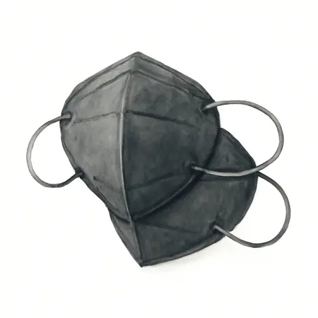 Water color illustrative image of a generic KN95 Masks, 2 Pack, Black