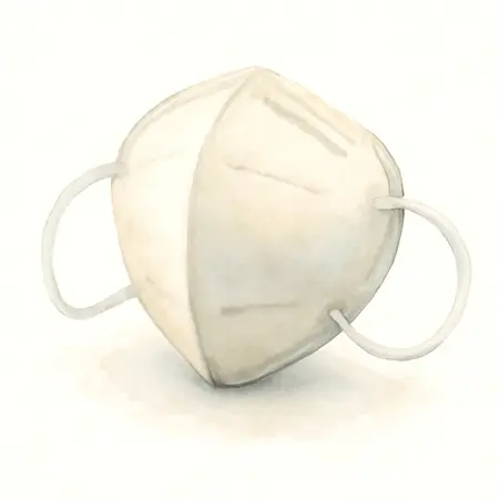 Water color illustrative image of a generic KN95 Masks, 2 Pack, White