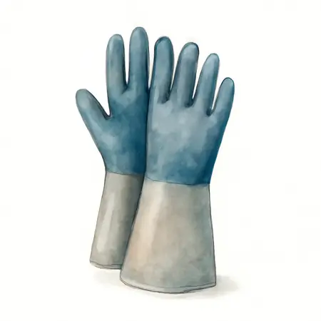 Water color illustrative image of a generic Long Cuff Rubber Coated Blasting Gloves