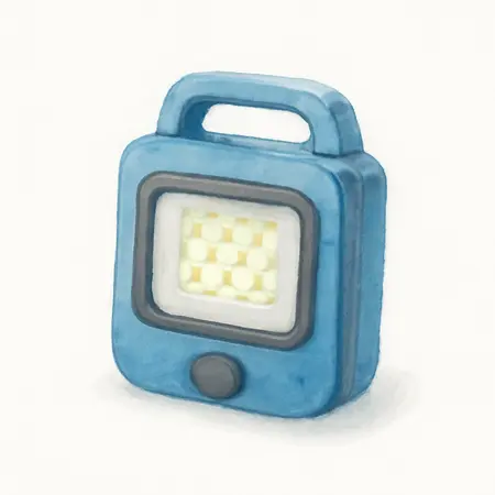 Water color illustrative image of a generic 750 Lumen Rechargeable Ultra-Compact Magnetic LED Floodlight, Blue