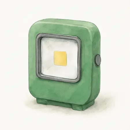 Water color illustrative image of a generic 750 Lumen Rechargeable Ultra-Compact Magnetic LED Floodlight, Green