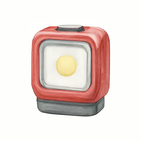 Water color illustrative image of a generic 750 Lumen Rechargeable Ultra-Compact Magnetic LED Floodlight, Red