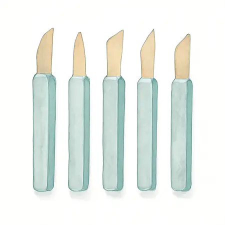 Water color illustrative image of a generic M2 High Speed Steel Mini Lathe Bits for Metalworking, 5-Piece