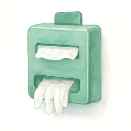 Water color illustrative image of a generic U.S. GENERAL Magnetic Glove/Tissue Dispenser, Green