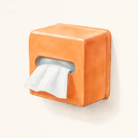 Water color illustrative image of a generic U.S. GENERAL Magnetic Glove/Tissue Dispenser, Orange