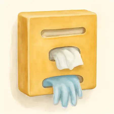 Water color illustrative image of a generic U.S. GENERAL Magnetic Glove/Tissue Dispenser, Yellow