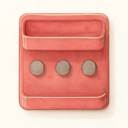 Water color illustrative image of a generic U.S. GENERAL Magnetic Spray Can and Screwdriver Holder, Red