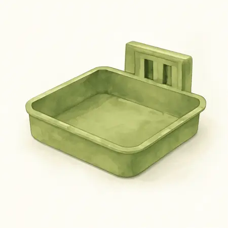 Water color illustrative image of a generic U.S. GENERAL Magnetic Tray with Screwdriver Holder, Green