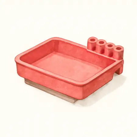 Water color illustrative image of a generic U.S. GENERAL Magnetic Tray with Screwdriver Holder, Red