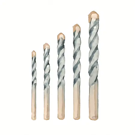Water color illustrative image of a generic Masonry Drill Bit Set, 5 Piece