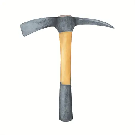Water color illustrative image of a generic Mattock Pick with Fiberglass Handle