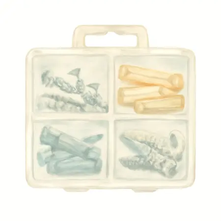 Water color illustrative image of a generic Metal Screw and Anchor Assortment Set, 285 Piece
