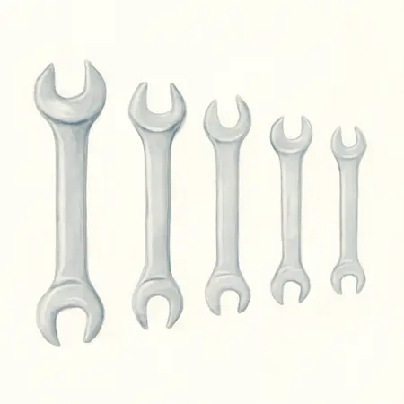 Water color illustrative image of a generic Metric Flare Nut Wrench Set, 5 Pc.