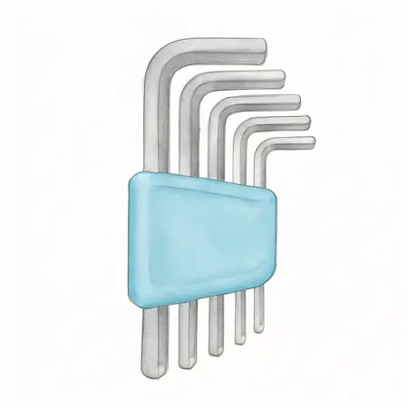 Water color illustrative image of a generic Metric Hex Key System, 9 Piece