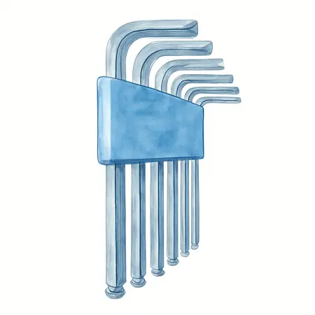 Water color illustrative image of a generic Metric L-Shaped Ball End Hex Key Set, 13 Pc.