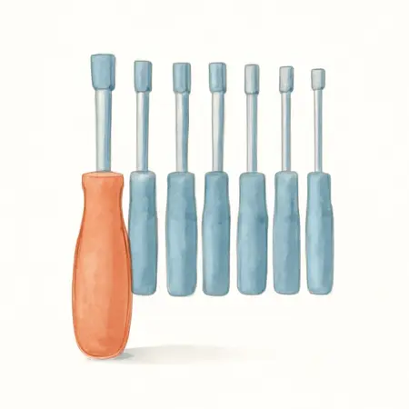 Water color illustrative image of a generic Metric Nut Driver Set, 7 Piece