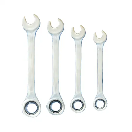 Water color illustrative image of a generic Metric Offset Ratcheting Wrench Set, 4 Piece