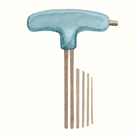 Water color illustrative image of a generic Metric Professional High Torque T-Handle  Hex Key Set, 8 Piece