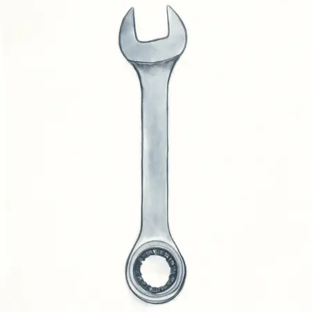 Water color illustrative image of a generic Metric Professional Ratcheting Combination Wrench Set, 10 Pc.