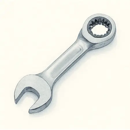 Water color illustrative image of a generic Metric Professional Stubby Flex Head Ratcheting Combination Wrench Set, 10 Pc.