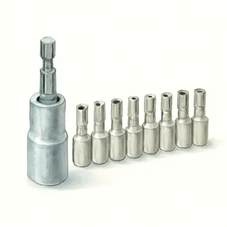 Water color illustrative image of a generic Quick Release Magnetic Metric Nut Setter Set, 9 Piece